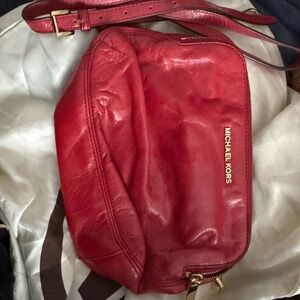 Michael Kors Crimson Leather Crossbody Bag